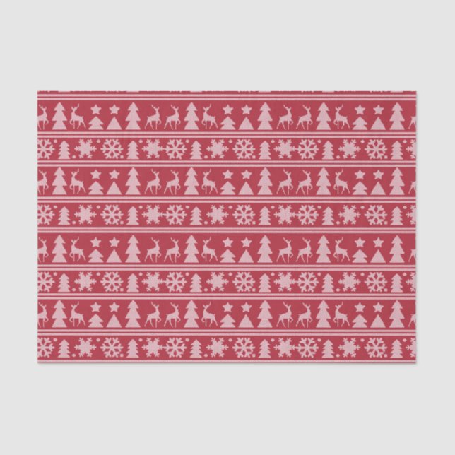 Cosy Knit Red Knitted Sweater Pattern Christmas Tissue Paper (Front)
