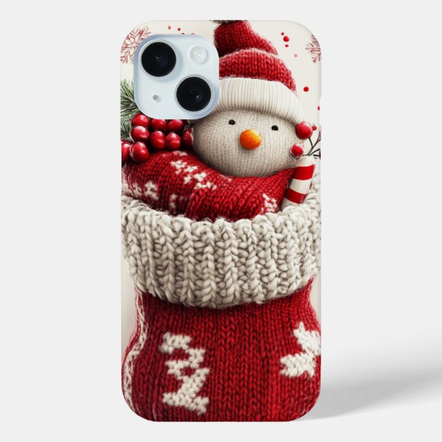 Cosy Knit Snowman Christmas Stocking Case-Mate iPhone Case (Back)