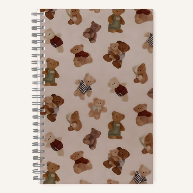Cosy Knit Teddy Bear Parade Pattern Notebook (Front)