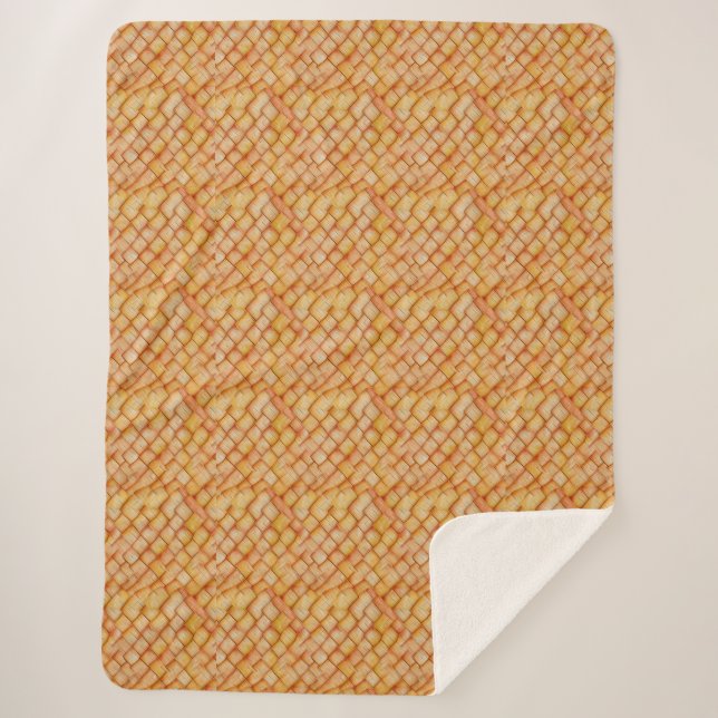 Cosy Knit Wool Texture Orange Pattern Sherpa Blanket (Front)