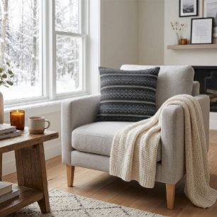 Cosy Knitted Pattern Black and Grey Cushion