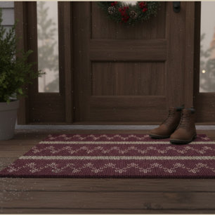 Cosy Knitted Pattern Black and Grey  Doormat
