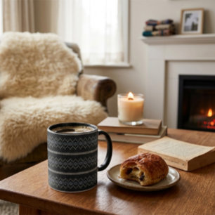 Cosy Knitted Pattern Black and Grey Mug