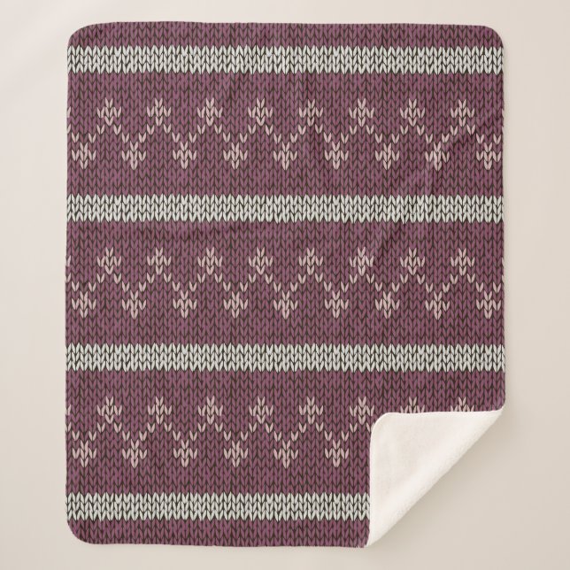 Cosy Knitted Pattern Throw Blanket in Burgundy  (Front)