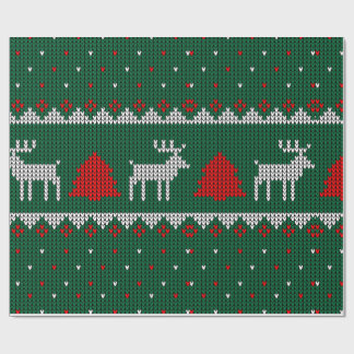 Cosy Knitted Reindeer Christmas Wrapping Paper