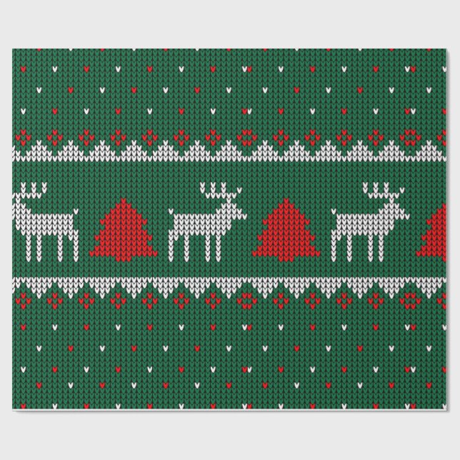 Cosy Knitted Reindeer Christmas Wrapping Wrapping Paper (Flat)