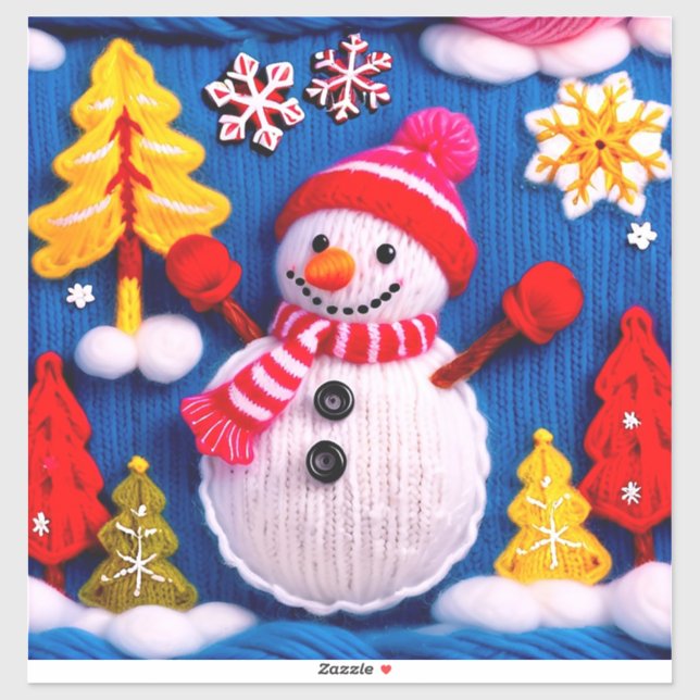 Cosy Knitted Snowman With Red Hat (Sheet)