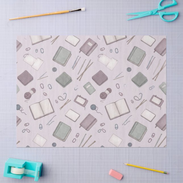 Cosy Knitting Journal & Crochet Planner Pattern Tissue Paper (Craft)