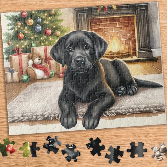 Cosy Labrador Retriever Puppy Dog Christmas Jigsaw Puzzle (Creator Uploaded)