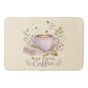 Cosy Lavender Watercolor Coffee Bath Mat