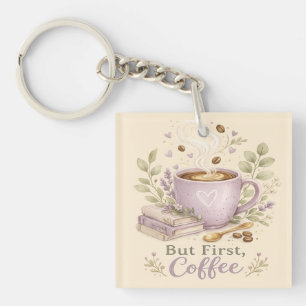 Cosy Lavender Watercolor Coffee Key Ring