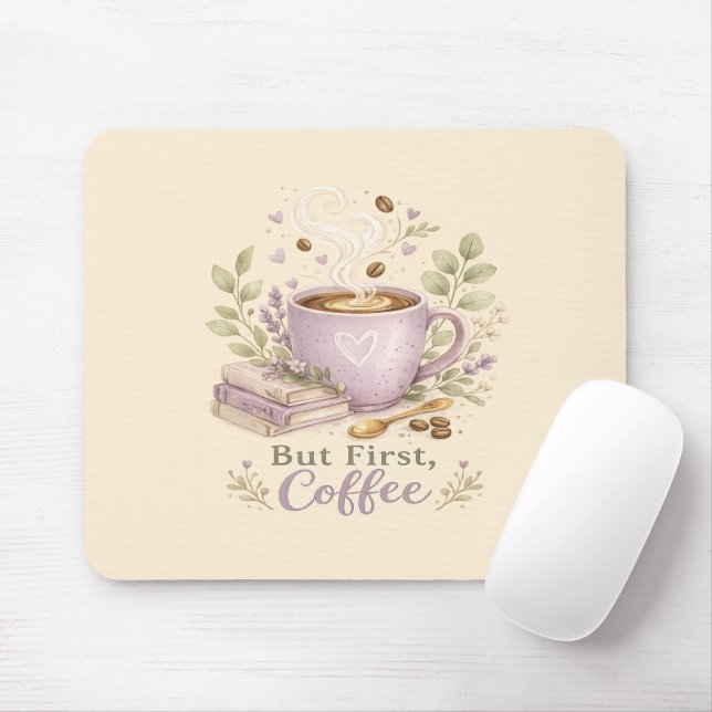 Cosy Lavender Watercolor Coffee Mouse Mat (With Mouse)