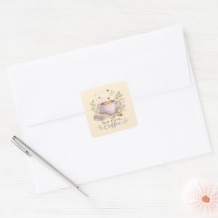Cosy Lavender Watercolor Coffee Square Sticker