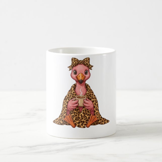 Cosy Leopard Flamingo Autumn Fall Vibe Gift custom Coffee Mug (Center)