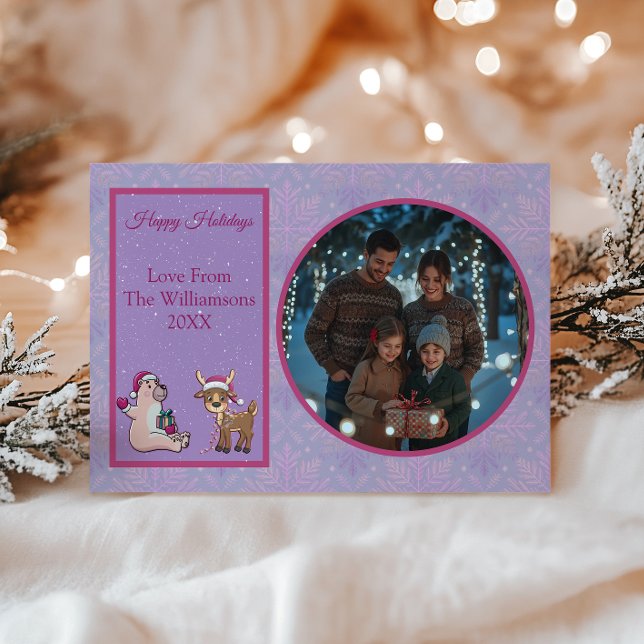 Cosy Lilac Traditional Family Photo Christmas Holiday Card (Creator Uploaded)