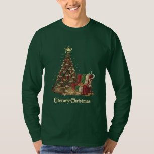 Cosy Literary Christmas Tree of Books Book Lover T-Shirt
