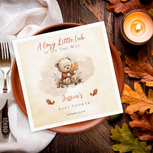 Cosy Little Cub Fall Teddy Bear Baby Shower Napkin