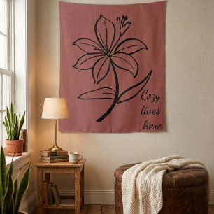 Cosy Lives Here Warm Minimalist Botanical Wall T Tapestry