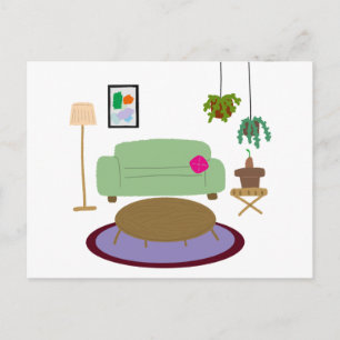 Cosy Living Room Plant Lover Home Decor Postcard