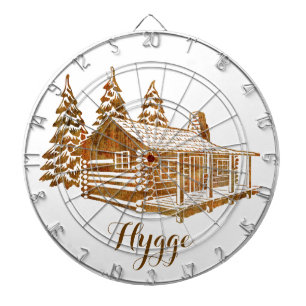 Cosy Log Cabin - Hygge or your own text Dartboard