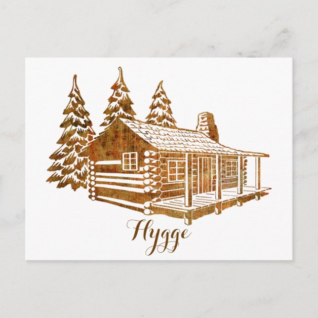 Cosy Log Cabin - Hygge or your own text Postcard (Front)