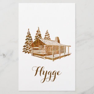 Cosy Log Cabin - Hygge or your own text Stationery