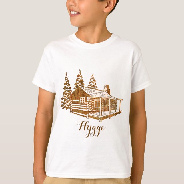 Cosy Log Cabin - Hygge or your own text T-Shirt (Front)