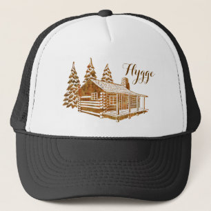 Cosy Log Cabin - Hygge or your own text Trucker Hat
