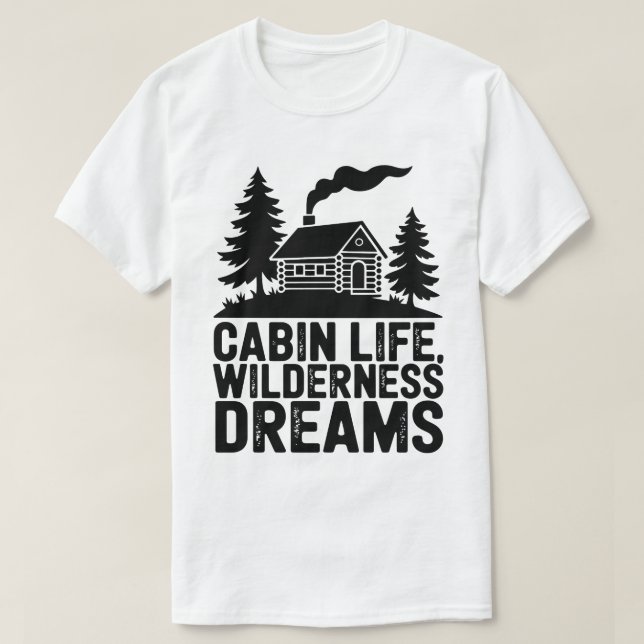 Cosy Log Cabin in the Forest Silhouette T-Shirt (Design Front)