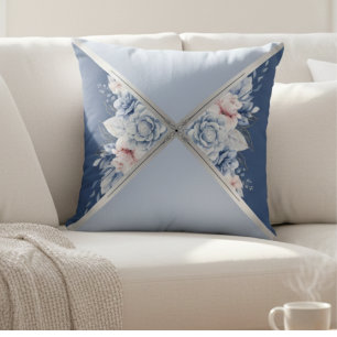 Cosy Luxury Dusty Blue Botanical Home Accent Cushion