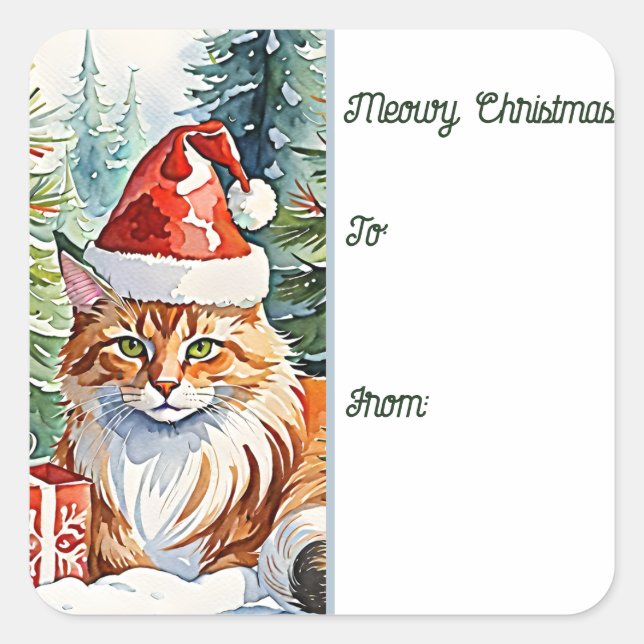 Cosy Maine Coon Christmas Gift Tag (Front)