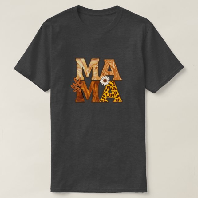 Cosy Mama Leopard Daisy Fall Vibe T-Shirt (Design Front)