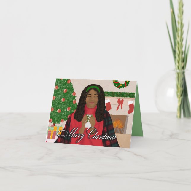 Cosy Merry Christmas - African American Christmas Card (Front)