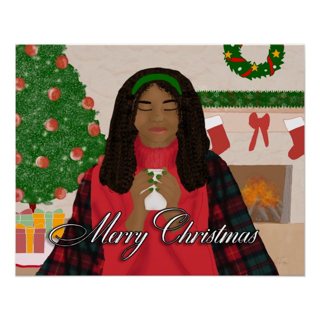Cosy Merry Christmas - African American Woman Poster (Front)