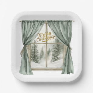 Cosy Merry Christmas Paper Plate Winter Window