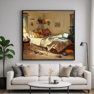 Cosy Mess Bedroom - Painterly Style Indoor Art Poster