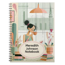 Cosy Mid-Century Modern Bookworm Girl Coffee