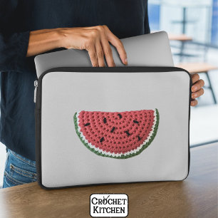 Cosy Minimal Grandma Vibe Crochet Watermelon Fruit Laptop Sleeve