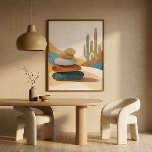 Cosy Minimalist Desert Cairn For Modern Interiors Poster
