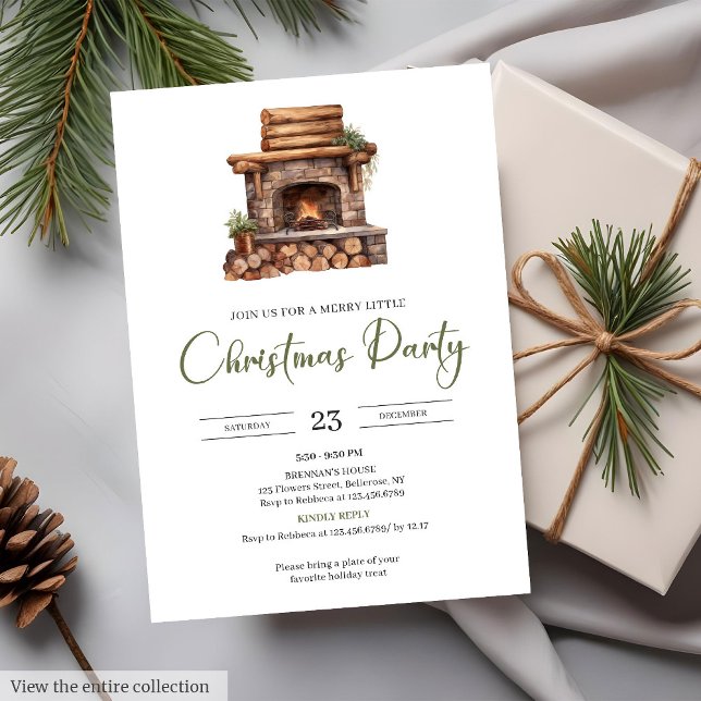 Cosy Minimalist Neutral Earthy Rustic Christmas  Invitation (Cozy Minimalist Neutral Earthy Rustic Christmas Party Invitation)