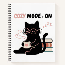 Cosy Mode On Cute Black Cat Coffee Books T-Shirt
