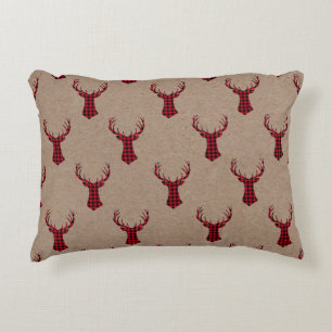 Cosy Modern Deer Kraft Plaid Christmas Decorative Cushion