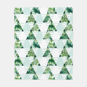 Cosy Modern Mint Green Tropical Triangles Pattern Fleece Blanket