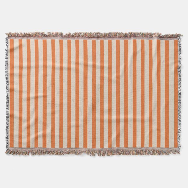 Cosy Modern Orange Striped Throw Blanket (Front)