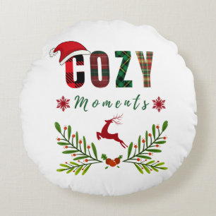 Cosy Moments Christmas Festive Reindeer Design Round Cushion