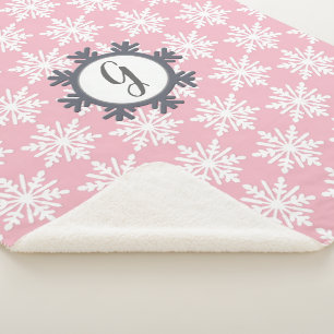 Cosy Monogram Snowflake Sherpa Backed Blanket