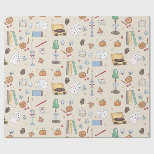 Cosy Moody Autumn Weekend Wrapping Paper (Flat)