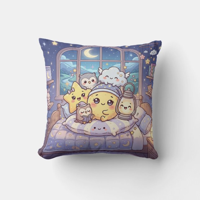 Cosy Moon Star Friends Pillow (Front)