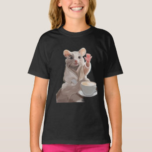 Cosy Morning Mouse – Cute Animal Art with Coffee T-Shirt
