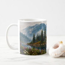 Cosy Mountain Cabin Lake Nature Art